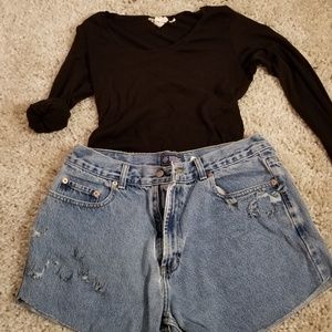 Light Wash Distressed Shorts